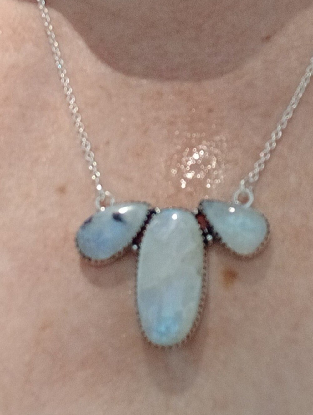 New Rainbow Moonstone 925 Silver Necklace.